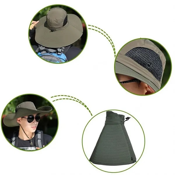 Large-brimmed Booney Hat with Adjustable Neck Strap