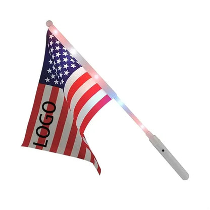 12x18 inch American Flags with LED Flashing Poles