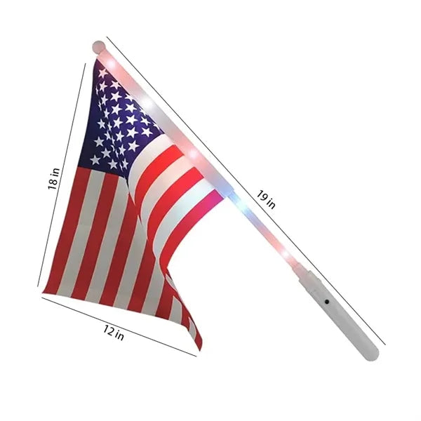 12x18 inch American Flags with LED Flashing Poles
