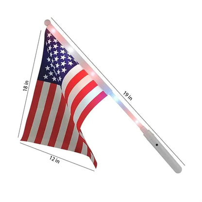 12x18 inch American Flags with LED Flashing Poles