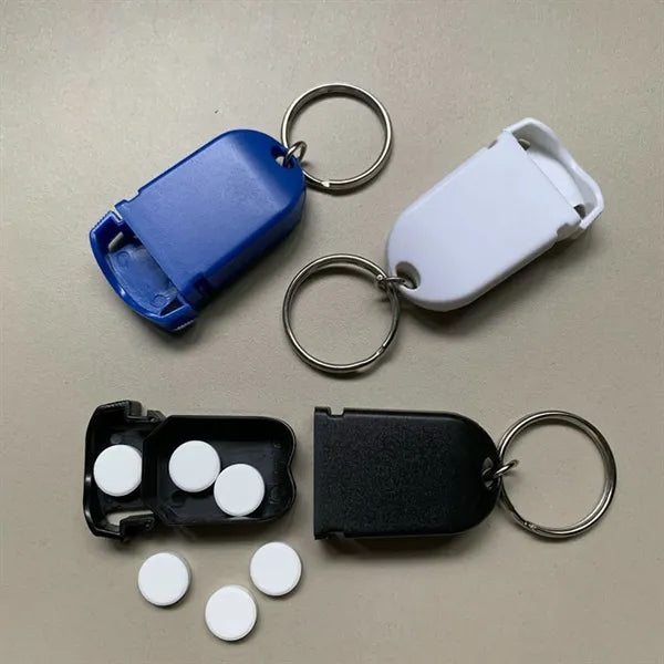 Small pill box comes with a key chain