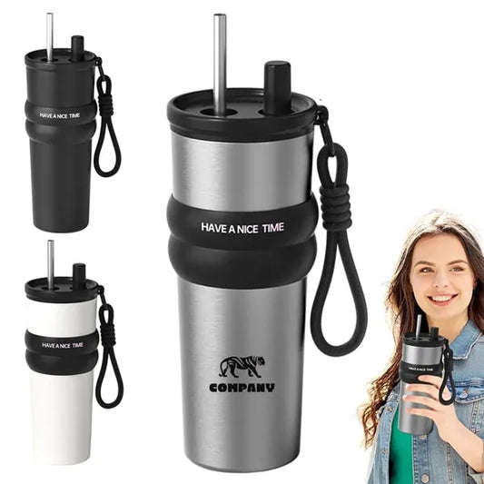 24oz Vacuum Travel Mug with Straw