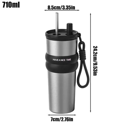 24oz Vacuum Travel Mug with Straw