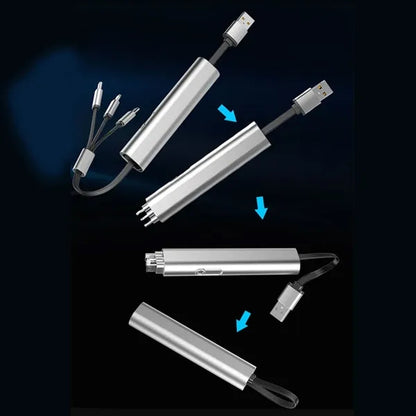 Portable 3A 3-in-1 Retractable Data Cable