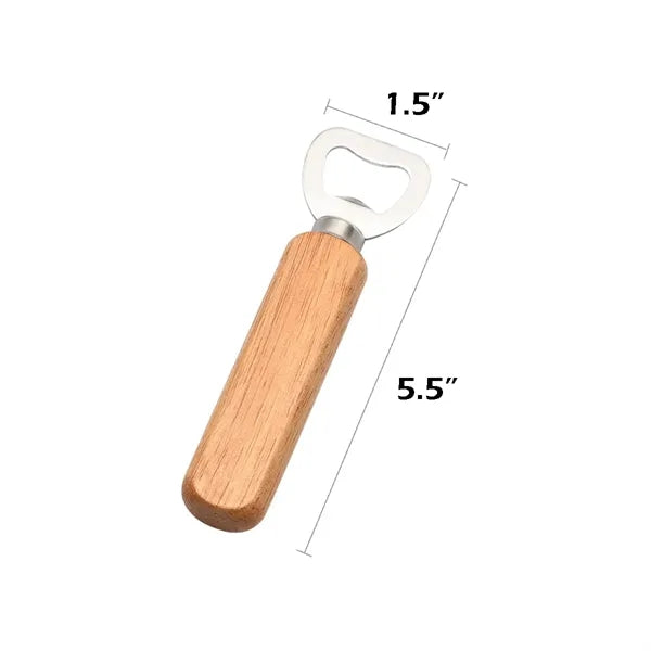 Personalized Wooden Handle Stainless Steel Bottle Opener