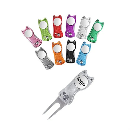 Fold-Out Golf Divot Tool With Removable Magnetic Disc