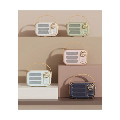 Retro Portable Leather Handle Wireless Connection Speaker