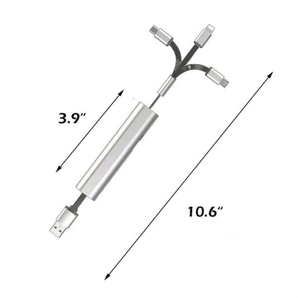 Portable 3A 3-in-1 Retractable Data Cable
