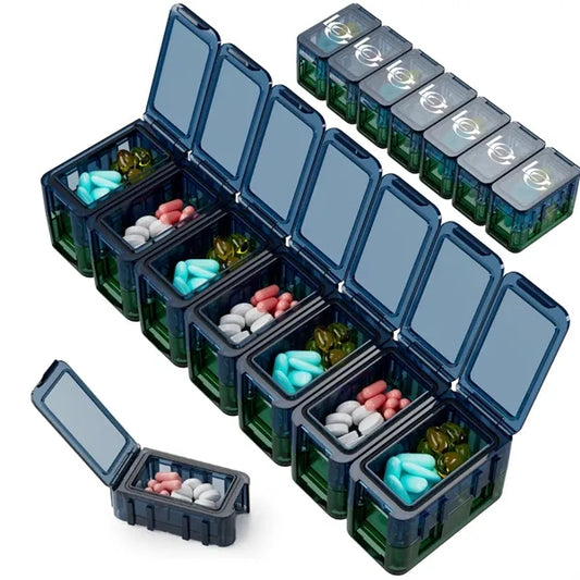 ABS Removable Sealed Pill Storage Box 14-Compartments Set
