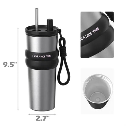 24 oz Stainless Steel Insulated Tumbler with Straw