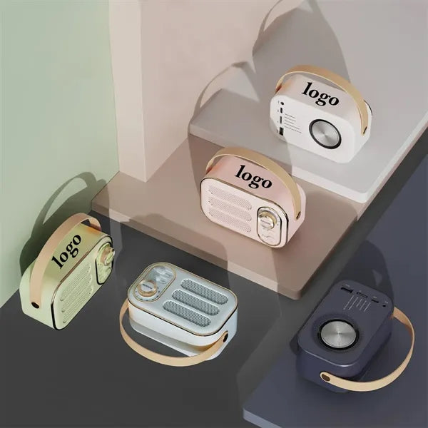 Retro Portable Leather Handle Wireless Connection Speaker