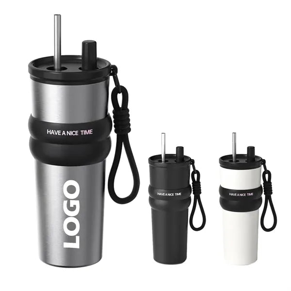 24 oz Stainless Steel Insulated Tumbler with Straw