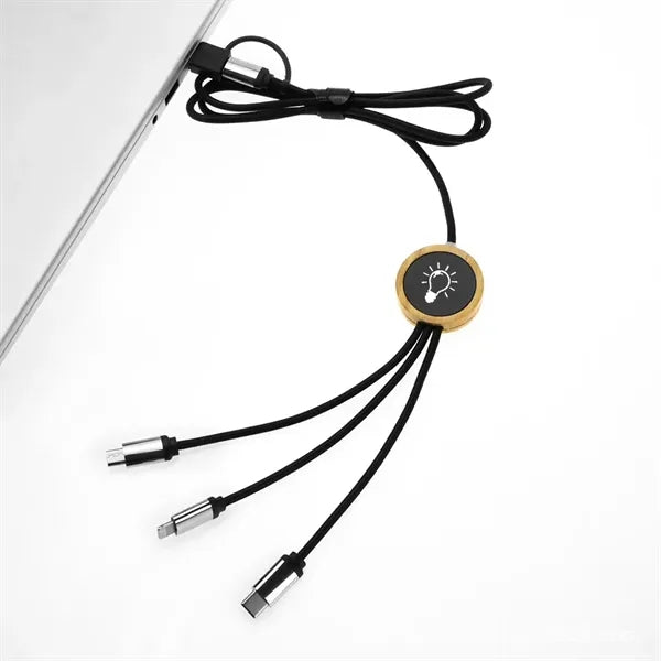6-in-1 Eco-Friendly Bamboo LED Charging Cable