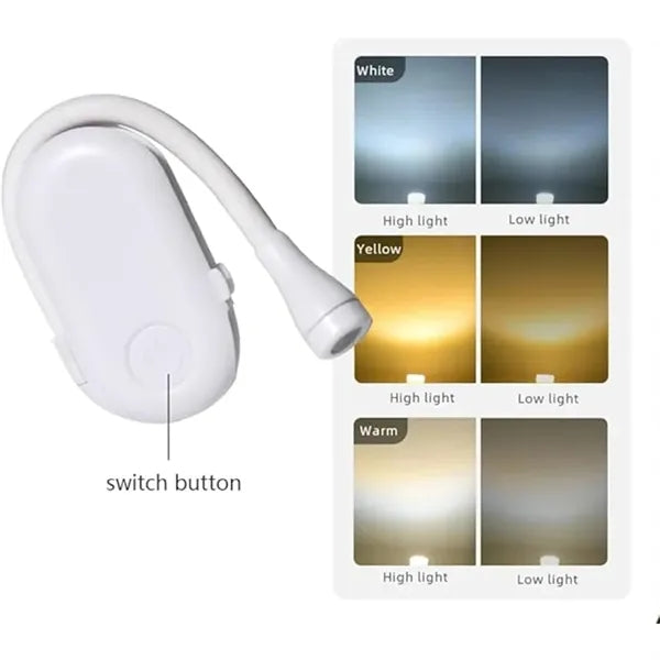 USB Rechargeable Reading Light With 3 Tone Adjustability