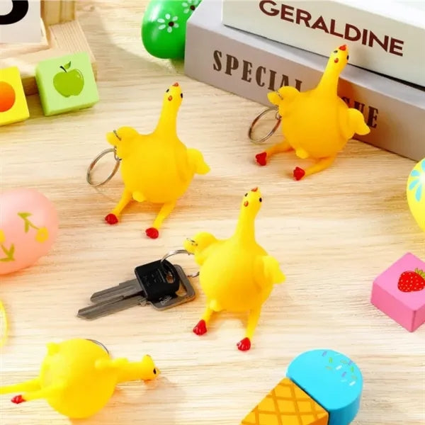 Funny Rubber Chicken Keychain