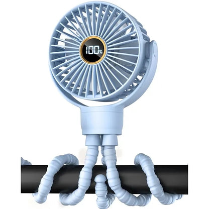 Octopus Mini Fan Rechargeable with Digital Display