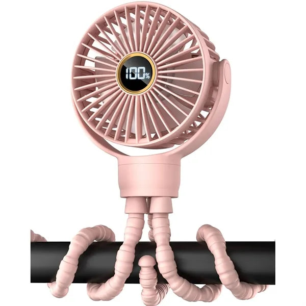 Octopus Mini Fan Rechargeable with Digital Display