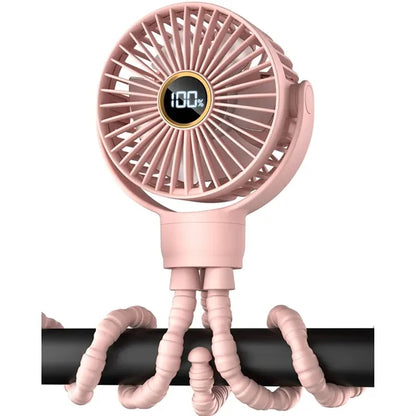 Octopus Mini Fan Rechargeable with Digital Display