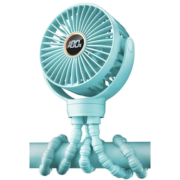 Octopus Mini Fan Rechargeable with Digital Display