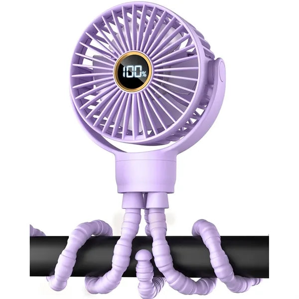 Octopus Mini Fan Rechargeable with Digital Display