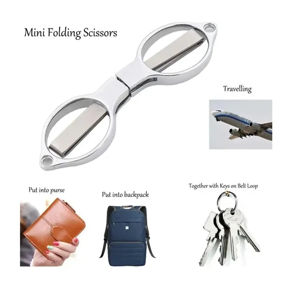Mini Folding Scissors - Portable Multi-Tool w/ Metal Handle