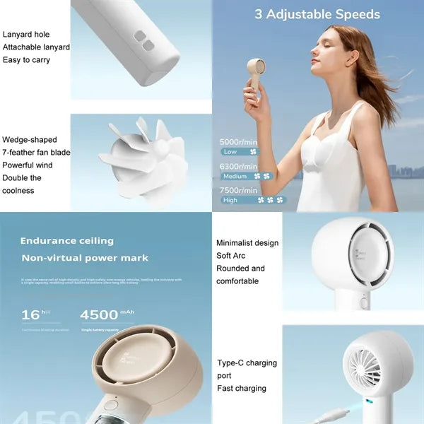 Mini Bladeless Handheld Fan - USB Rechargeable & Portable