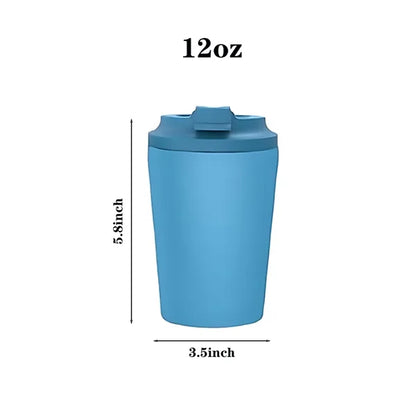 12oz Portable Flip Cover Stainless Steel Insulated Tumbler