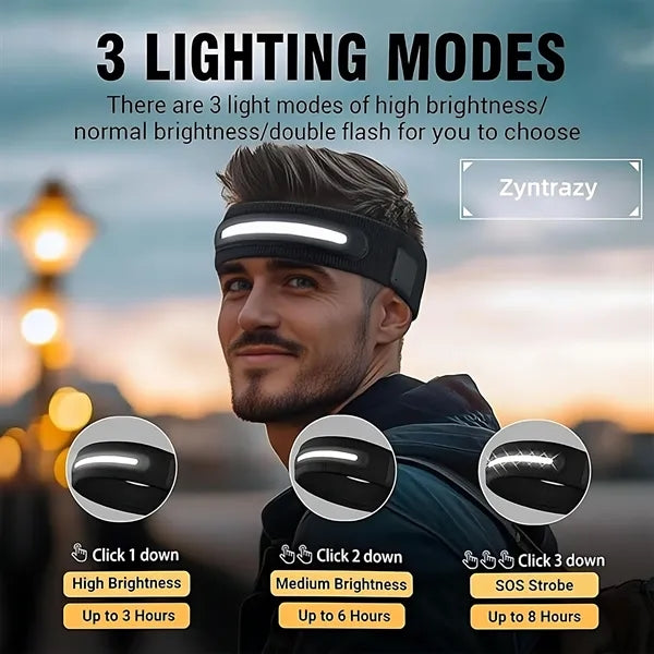 USB Rechargeable LED Knitted Headlamp Headband w/ 3 Modes