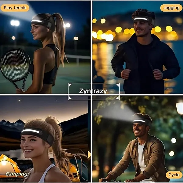 USB Rechargeable LED Knitted Headlamp Headband w/ 3 Modes
