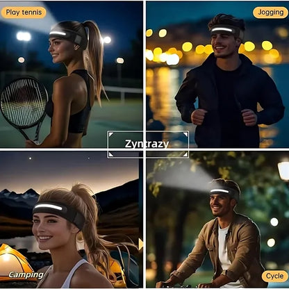 USB Rechargeable LED Knitted Headlamp Headband w/ 3 Modes