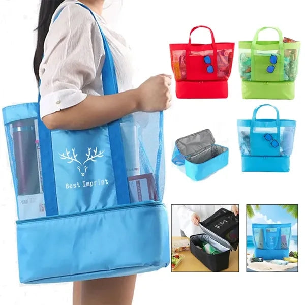 2 in 1 Mesh Beach Cooler Tote