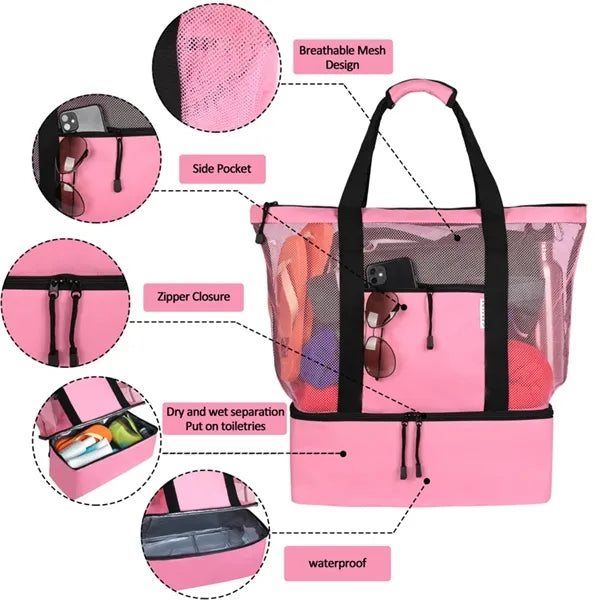 Mesh Beach Bag With Cooler