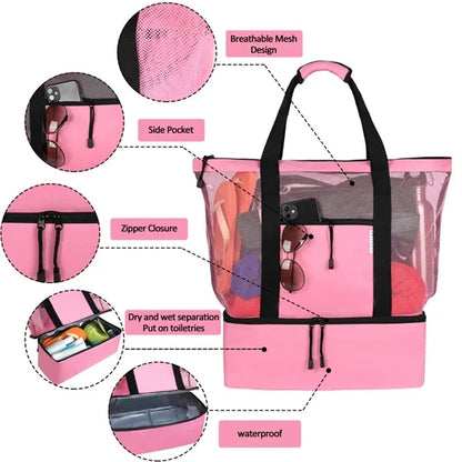 Mesh Beach Bag With Cooler