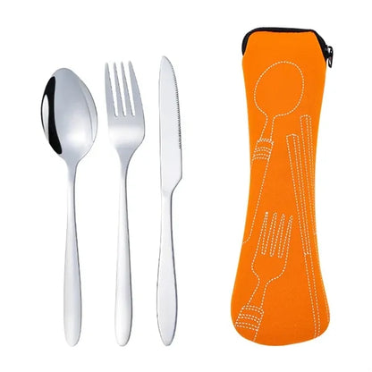 Stainless Steel Travel Cutlery Set with Pouch