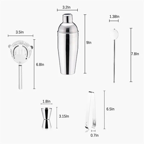 Stainless Steel Cocktail Shaker Set 5PCS