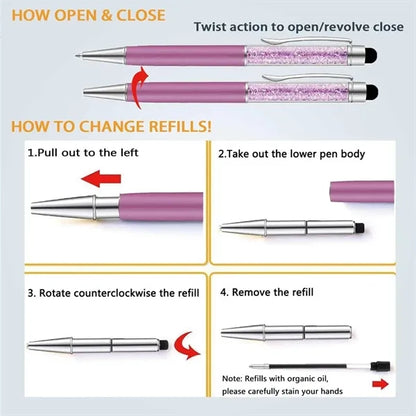 Crystal Ballpoint Screen Touch Stylus Pen
