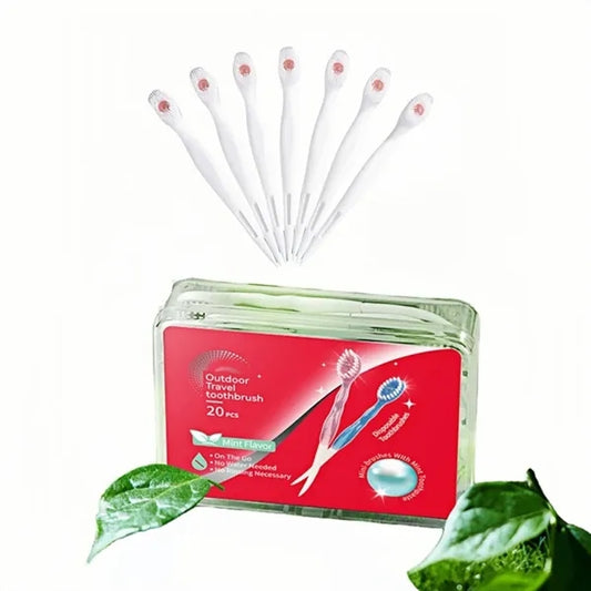 Disposable 3-in-1 Travel Toothbrush With Flavor Beads No Wat