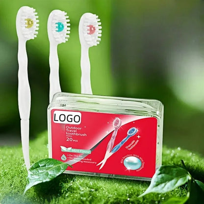 Disposable 3-in-1 Travel Toothbrush With Flavor Beads No Wat