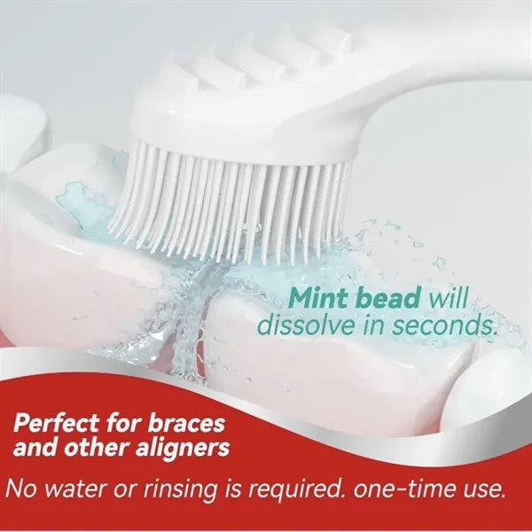 Disposable 3-in-1 Travel Toothbrush With Flavor Beads No Wat