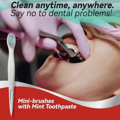 Disposable 3-in-1 Travel Toothbrush With Flavor Beads No Wat