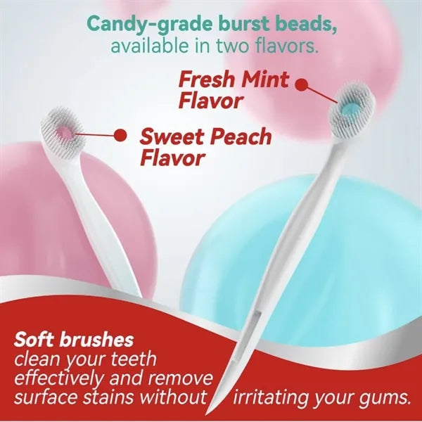 Disposable 3-in-1 Travel Toothbrush With Flavor Beads No Wat