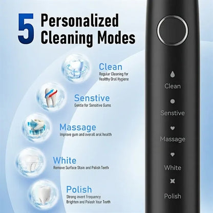Sonic Electric Toothbrush Rechargeable 5 Modes Waterproof Tr