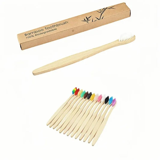 Eco Friendly Bamboo Toothbrush Soft Bristles Natural Wooden
