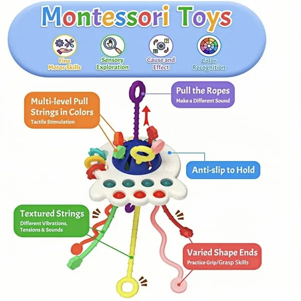 Octopus Sensory Pull Toy for Toddlers