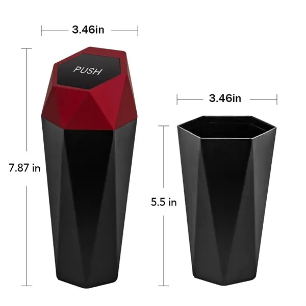 Mini Leakproof Diamond Shaped Car Trash Can Bin With Lid