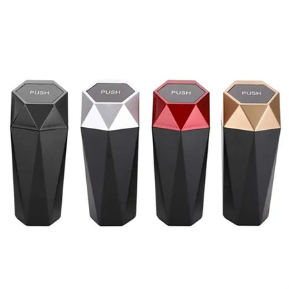 Mini Leakproof Diamond Shaped Car Trash Can Bin With Lid