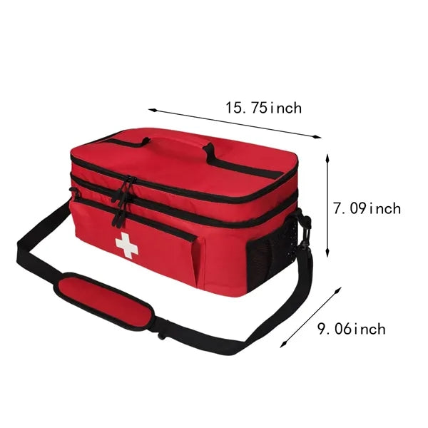 Large capacity portable double-layer medical first aid bag