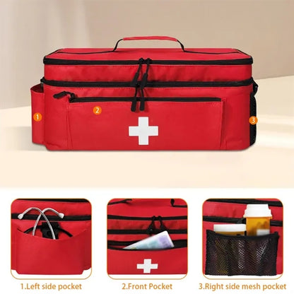Large capacity portable double-layer medical first aid bag