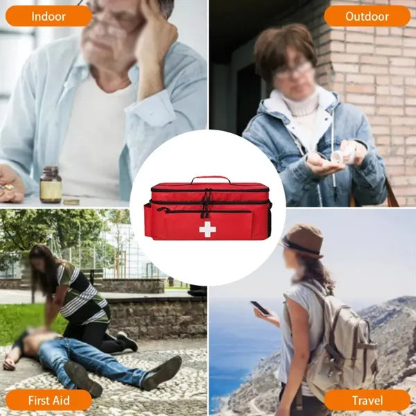 Large capacity portable double-layer medical first aid bag