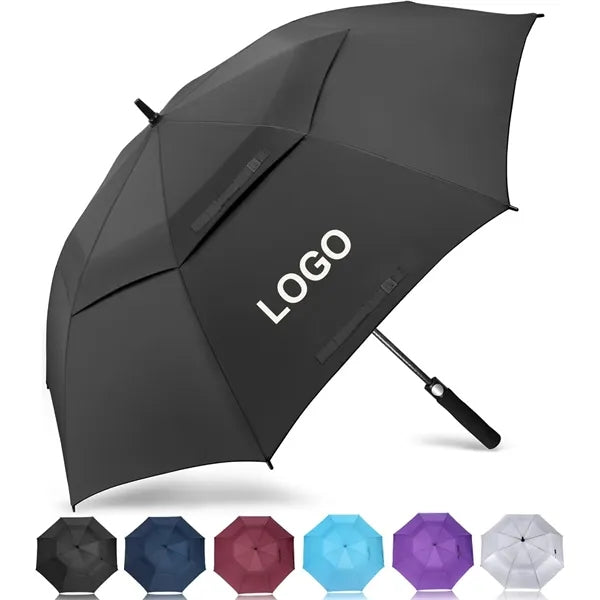 62" Double Canopy Vented Windproof Automatic Golf Umbrella